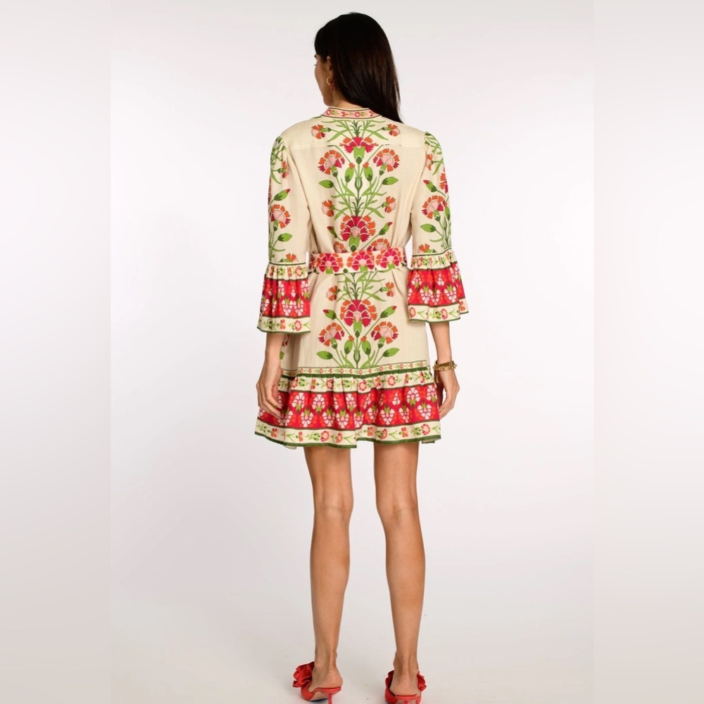Elizabeth James revolve Dress cottage Floral Design linen bohemian Anthropologie - Picture 2 of 10